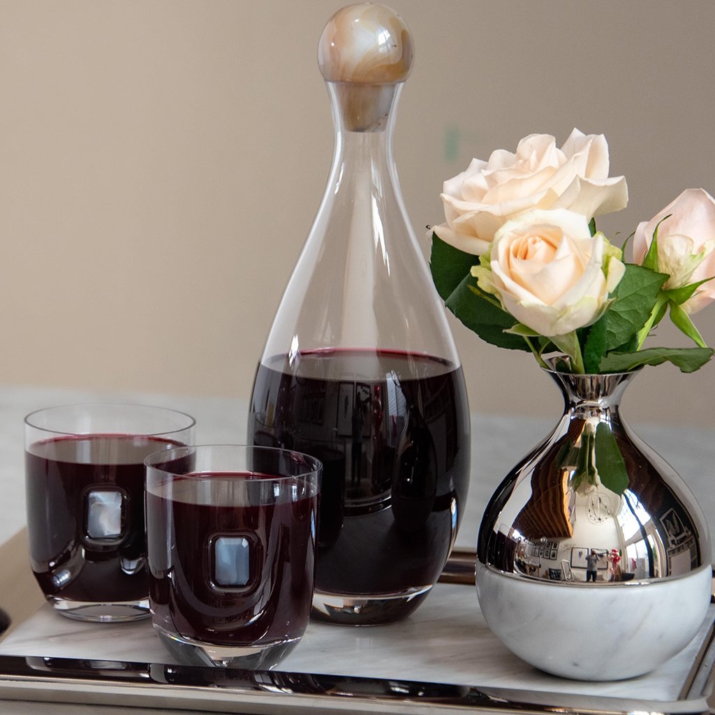 Coluna Dual Bud Vase | Nickel-Plated Steel | Italian Carrara Marble