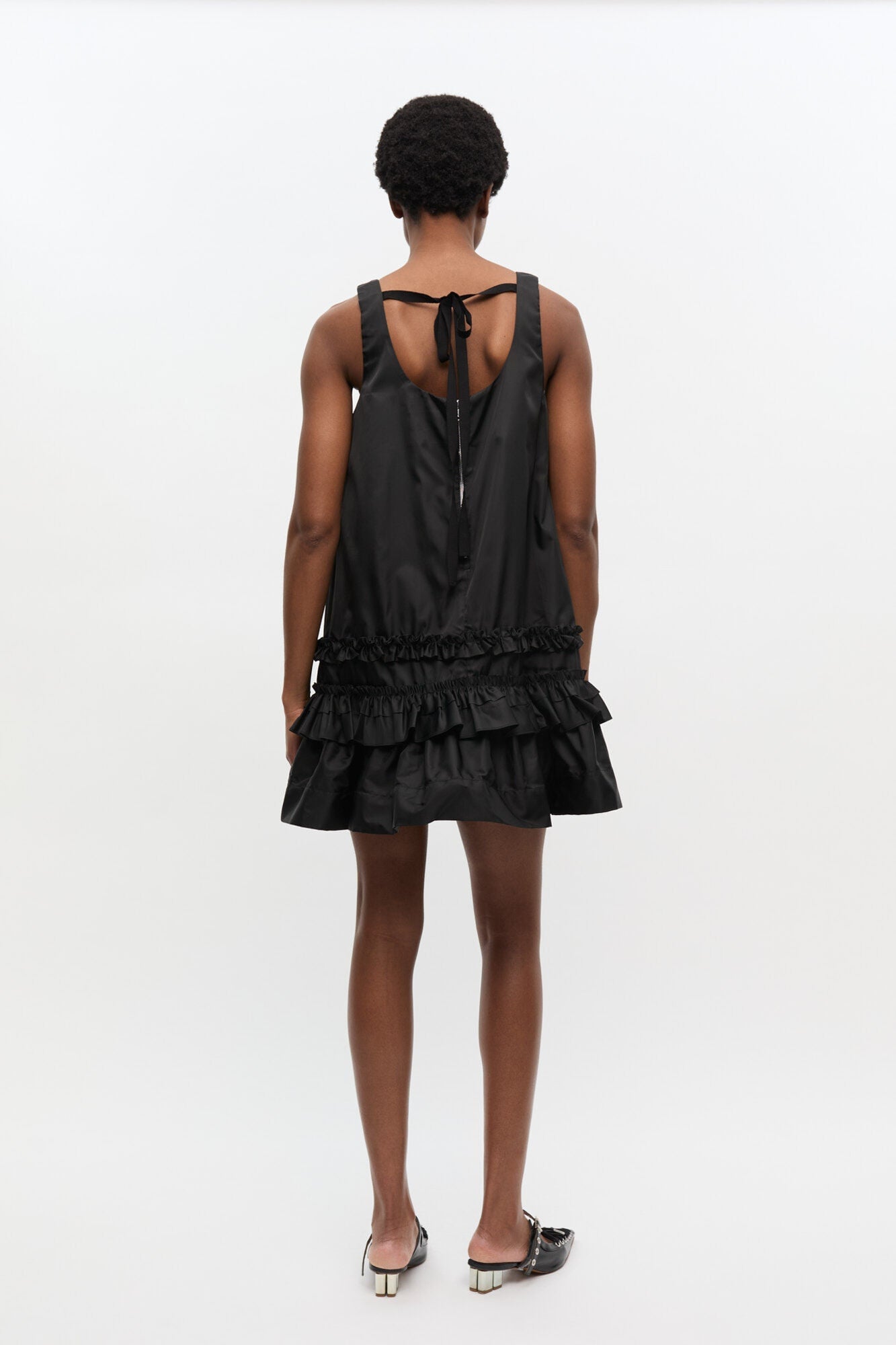Duchesse Nylon Mini Dress | Black