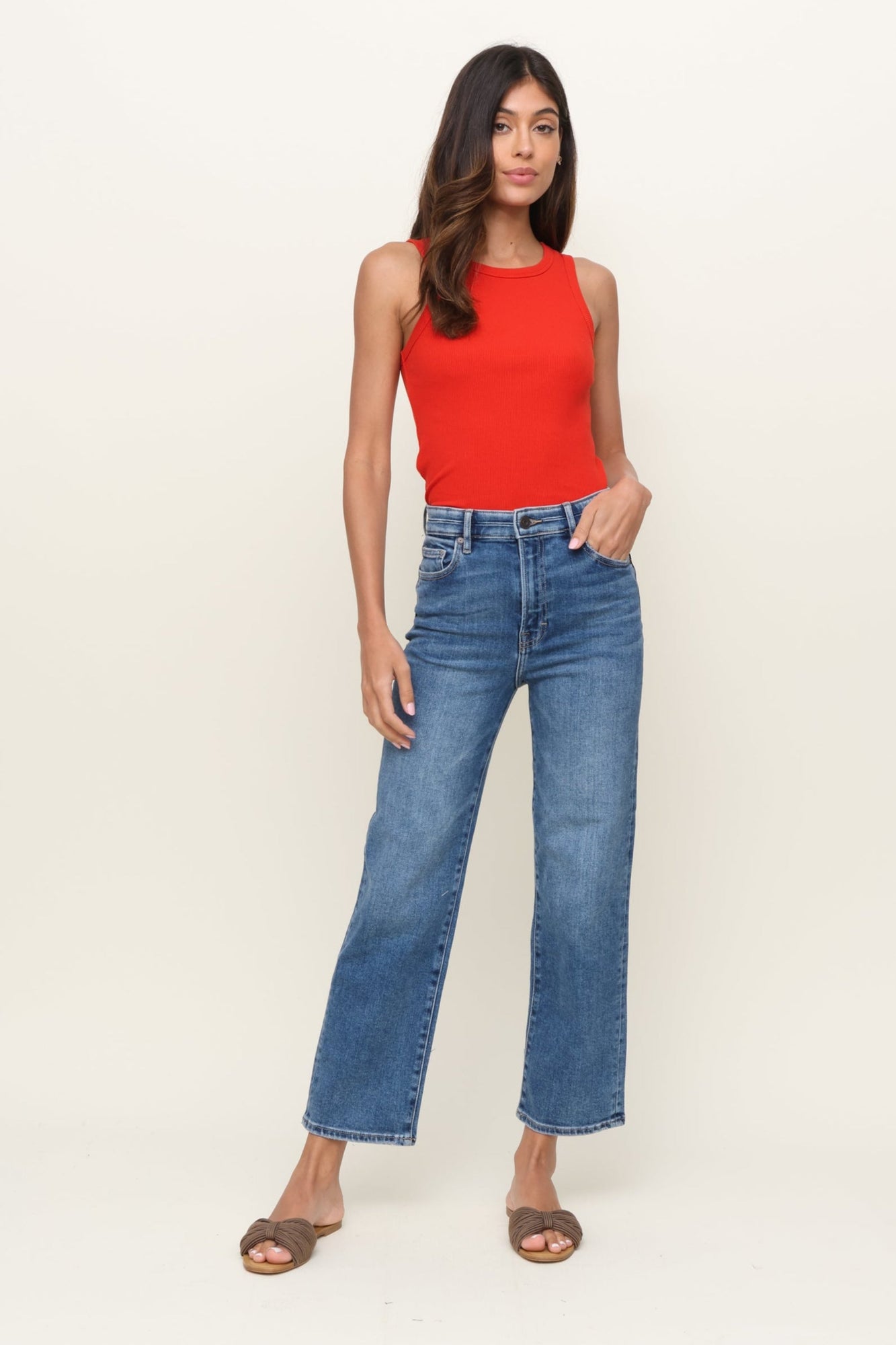 Hidden | Tracey Crop Relaxed Straight | Blue