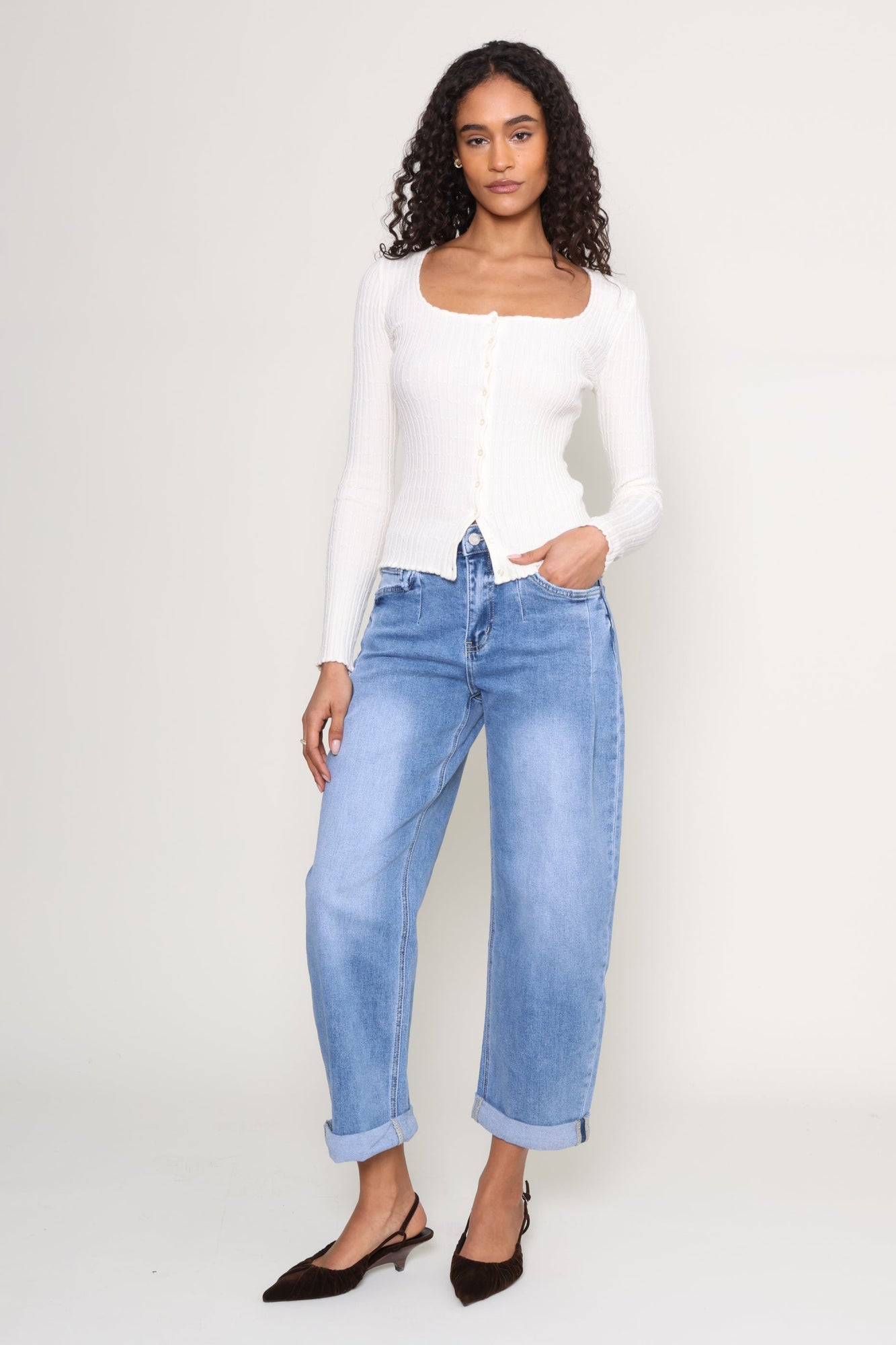 Z Supply | Emelie Button Up Sweater | White
