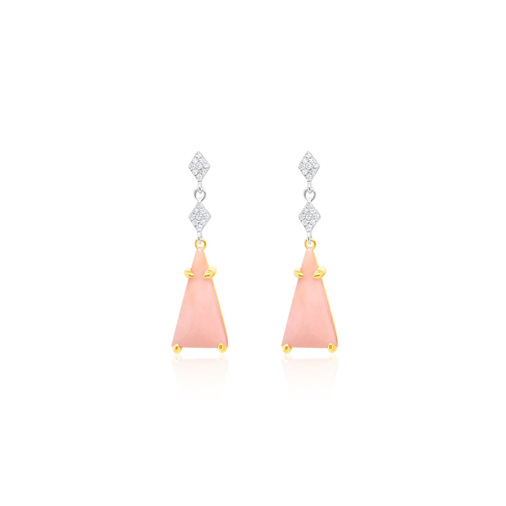 14kt White Gold Pink Opal Earrings | White Gold