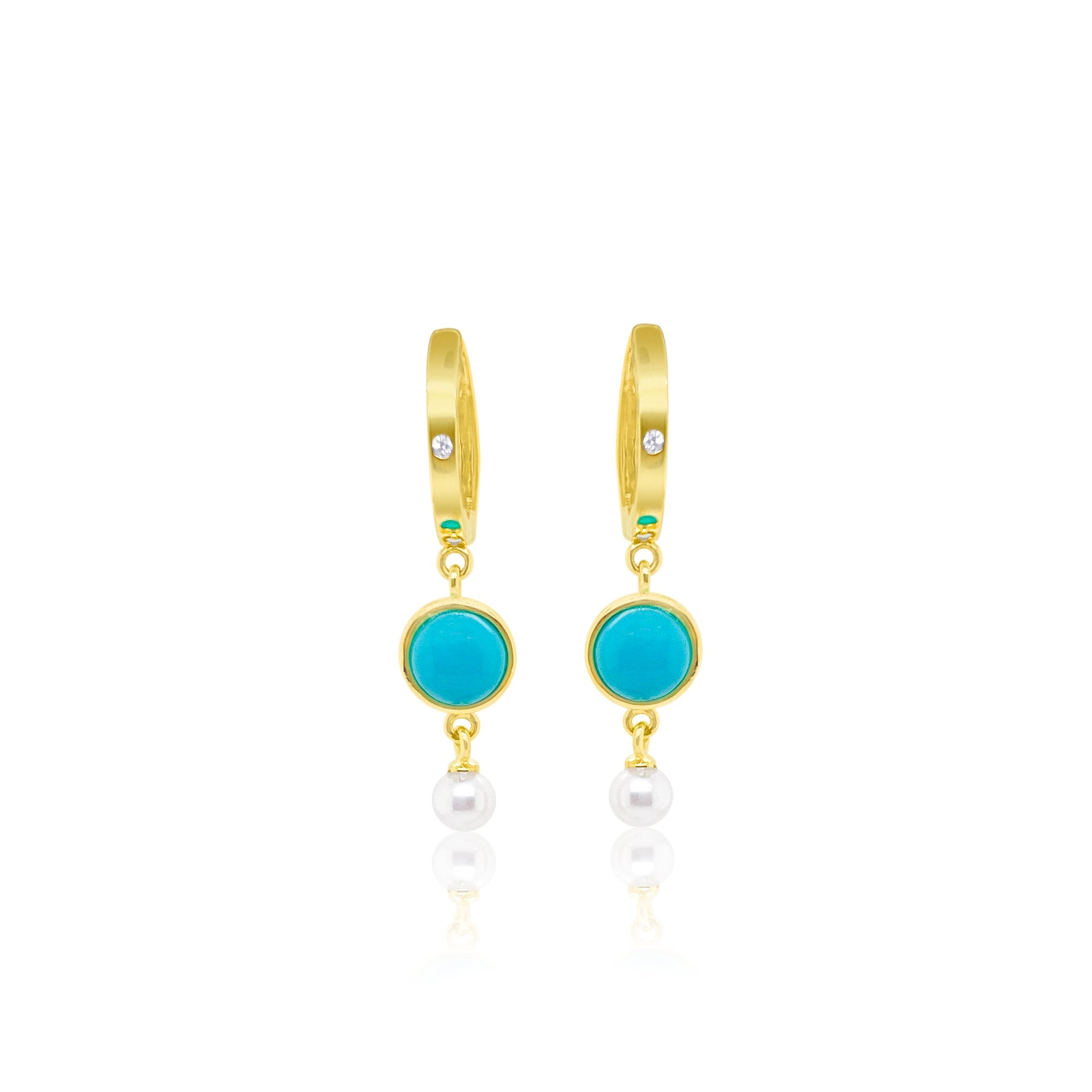 Yellow Gold Turquoise Earrings | Yellow Gold