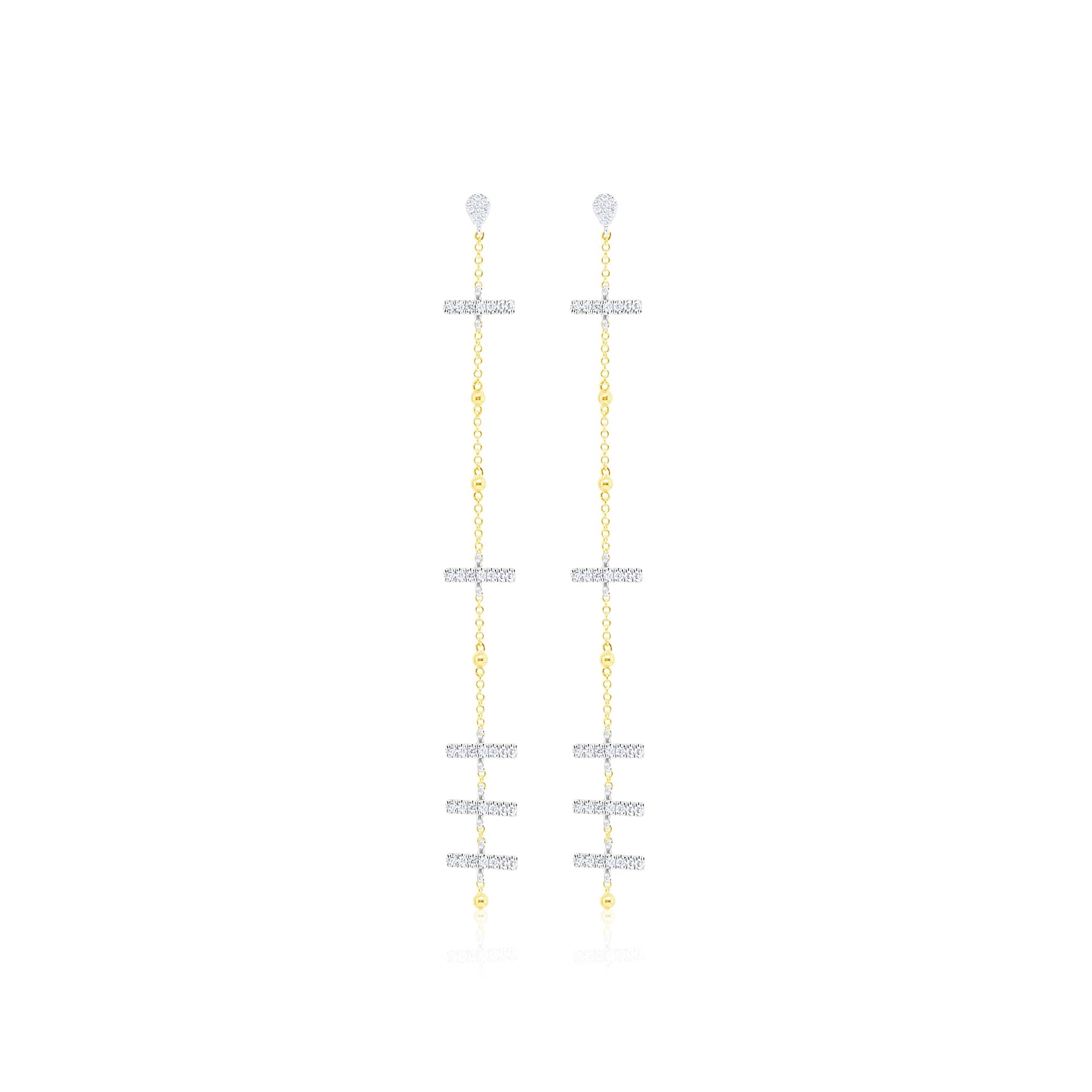 14Kt Yellow Gold Drop Bar Diamond Earrings | Yellow Gold