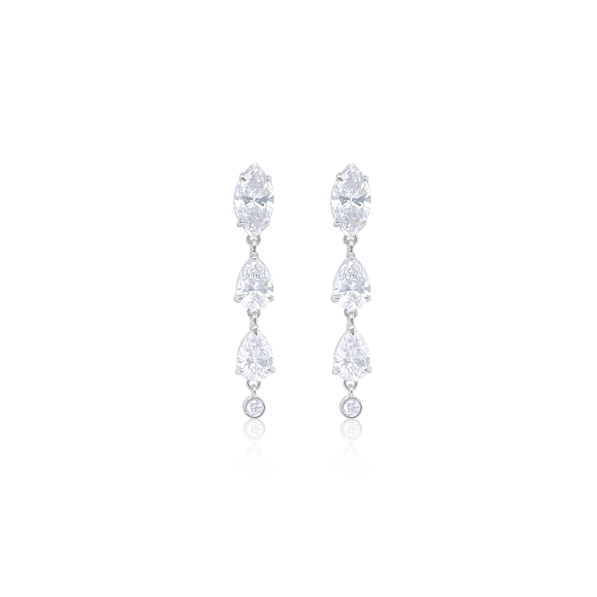 14Kt White Gold Diamond Lab Grown Statement Earrings 2.30 Ct Of Marquise | White Gold