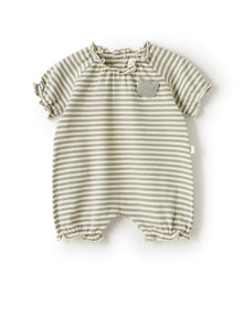 Striped Jersey Short Onesie | Cloud Grey