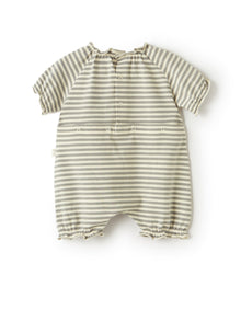Striped Jersey Short Onesie | Cloud Grey