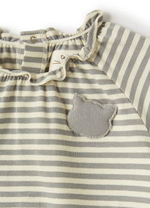 Striped Jersey Short Onesie | Cloud Grey