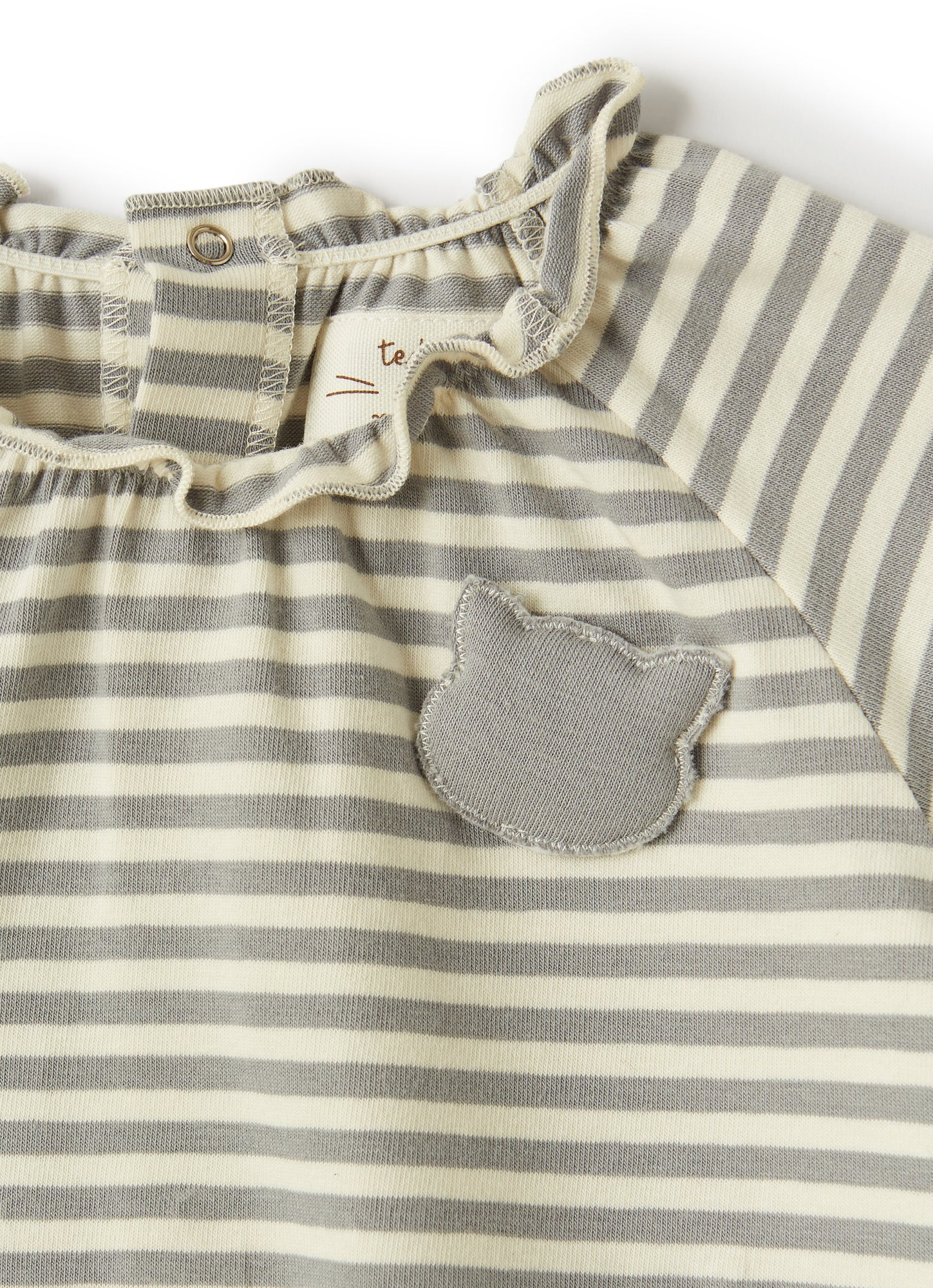 Striped Jersey Short Onesie | Cloud Grey