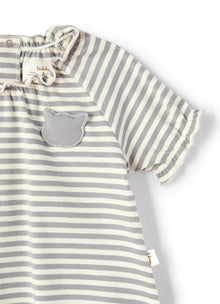 Striped Jersey Short Onesie | Cloud Grey