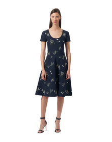 Short Sleeve Scoop Neck Flare Dress | Midnight Multi