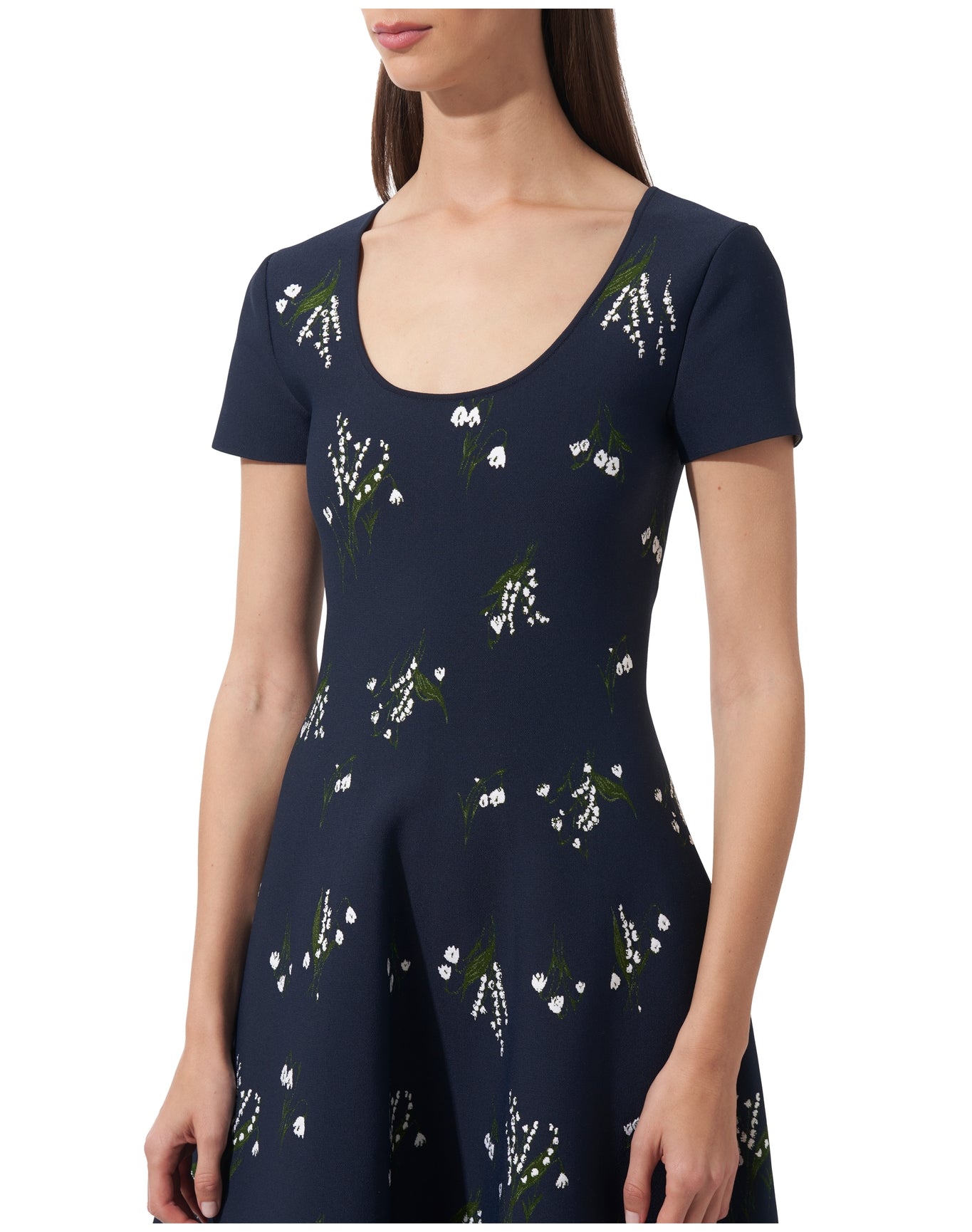 Short Sleeve Scoop Neck Flare Dress | Midnight Multi