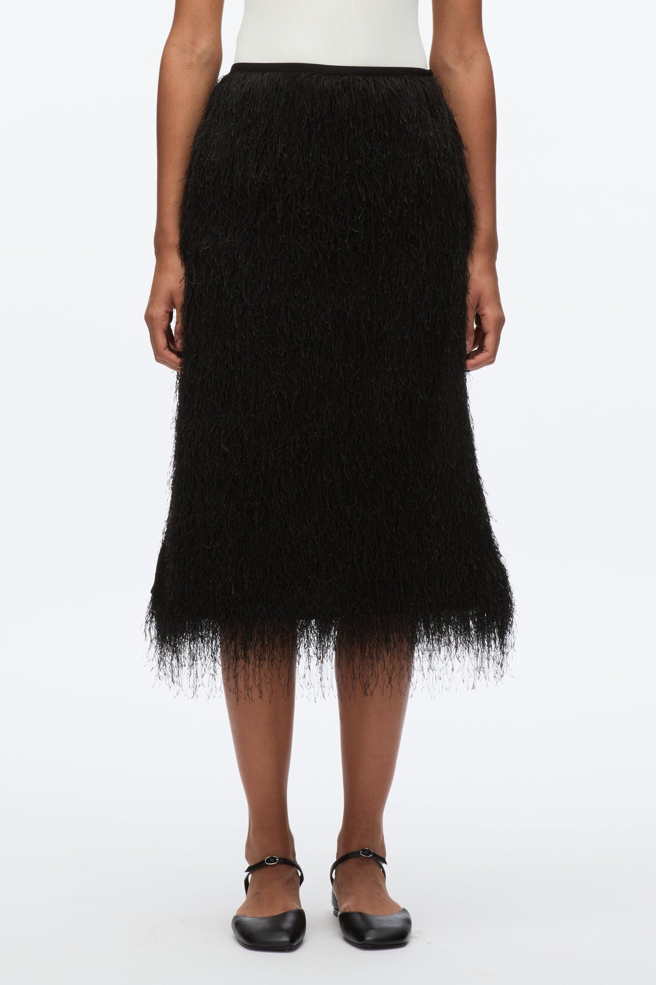 Fringe Slip Skirt | Black