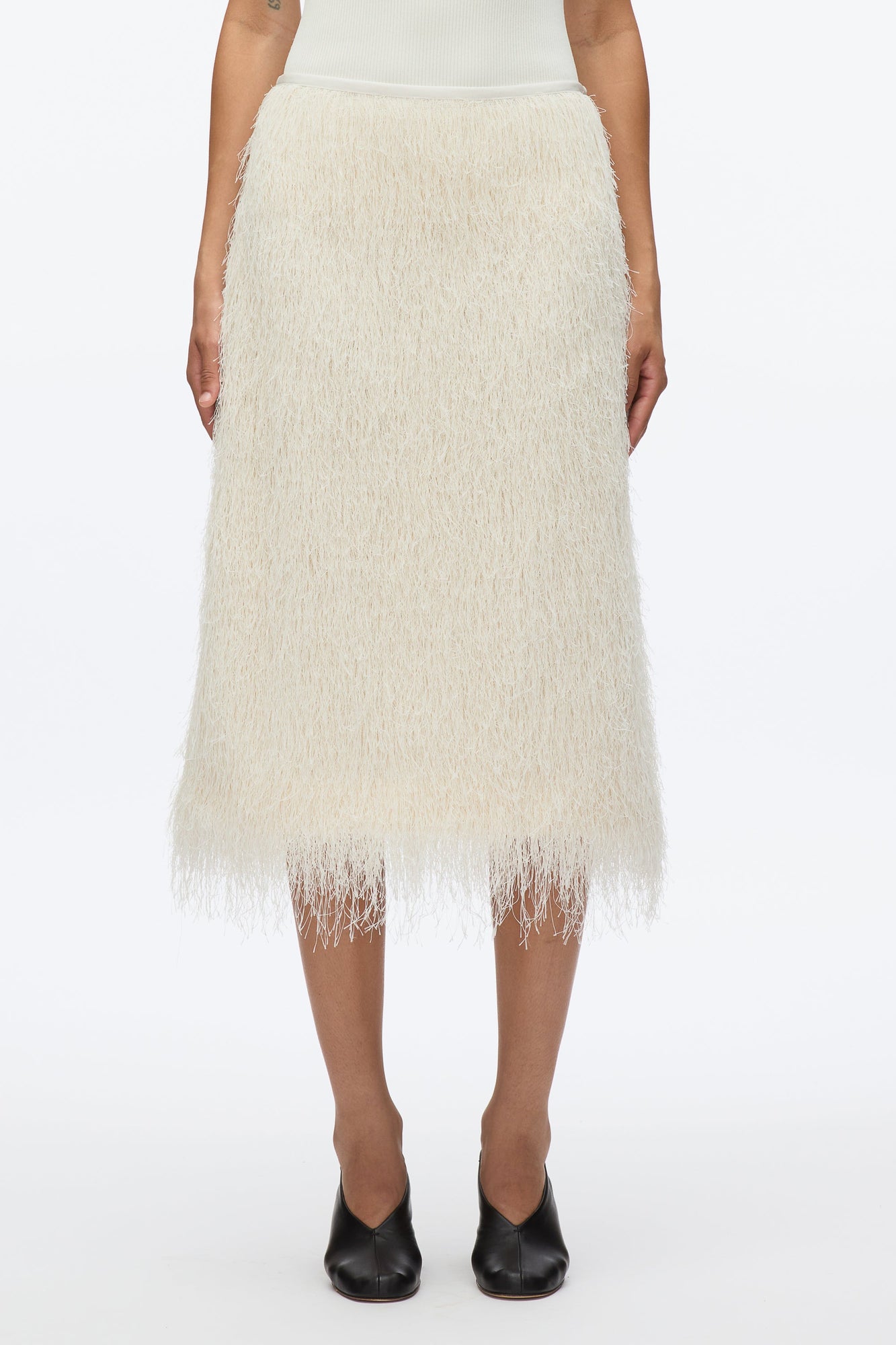 Fringe Slip Skirt | Ivory