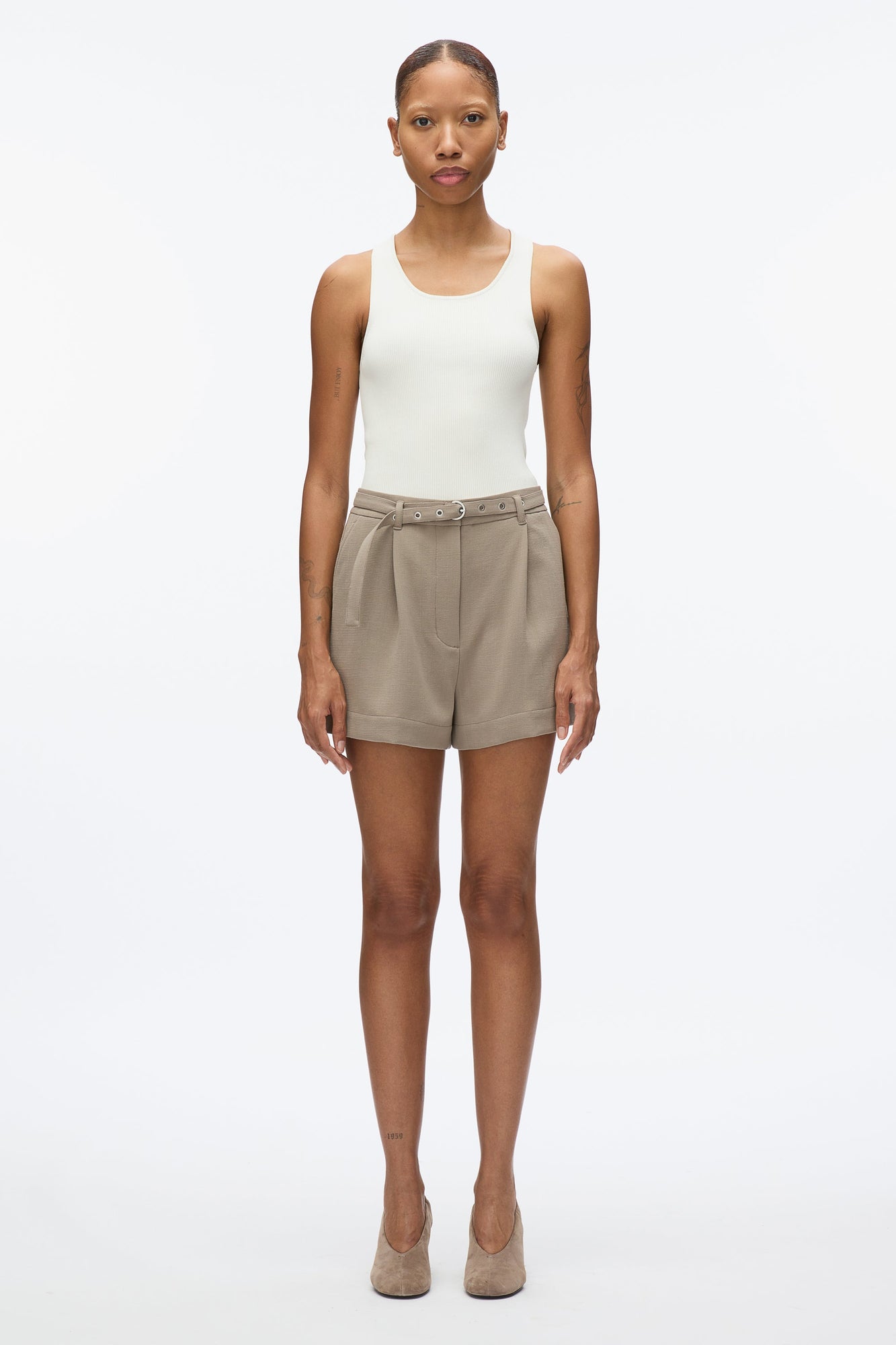 Tailor Pleated Shorts | Stone Grey
