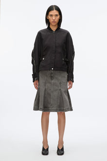 Zip Cocoon Back Bomber Jacket | Black