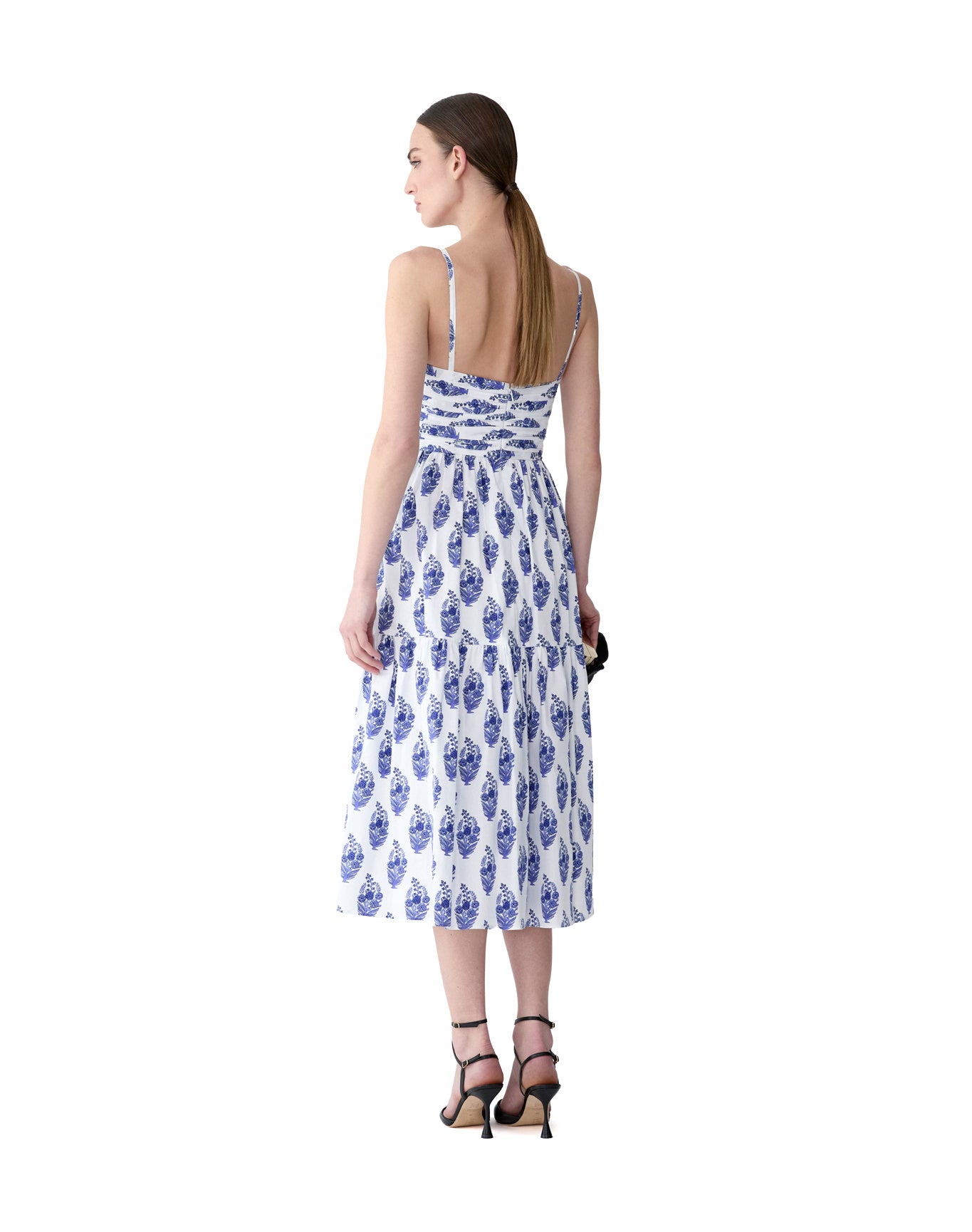 Spaghetti Strap Bustier A-Line Midi Dress