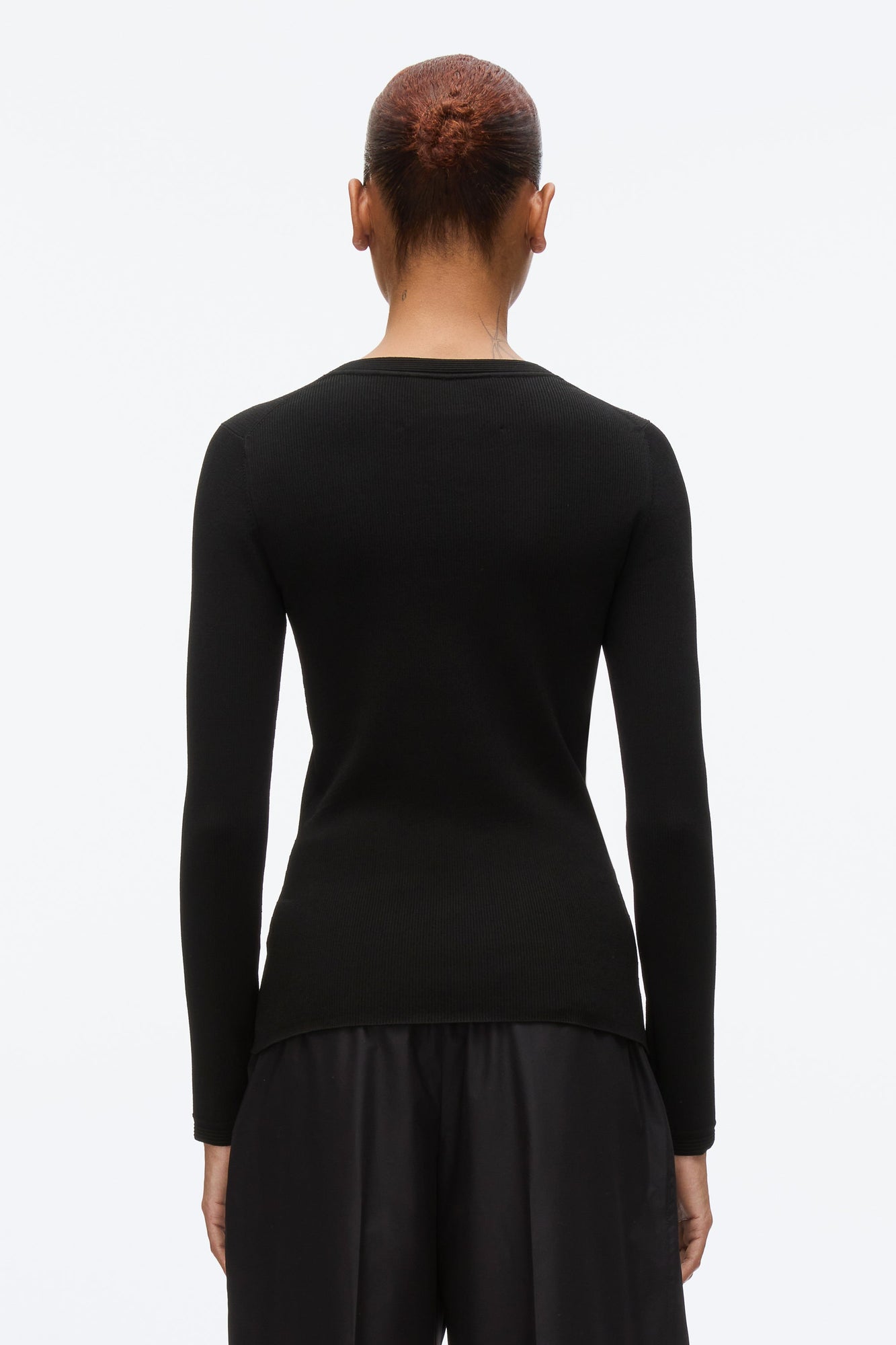 Compact Rib Long Sleeve Tee | Black