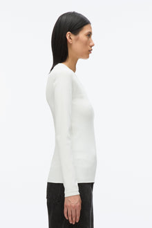 Compact Rib Long Sleeve Tee | Ivory