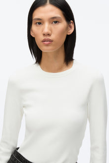 Compact Rib Long Sleeve Tee | Ivory