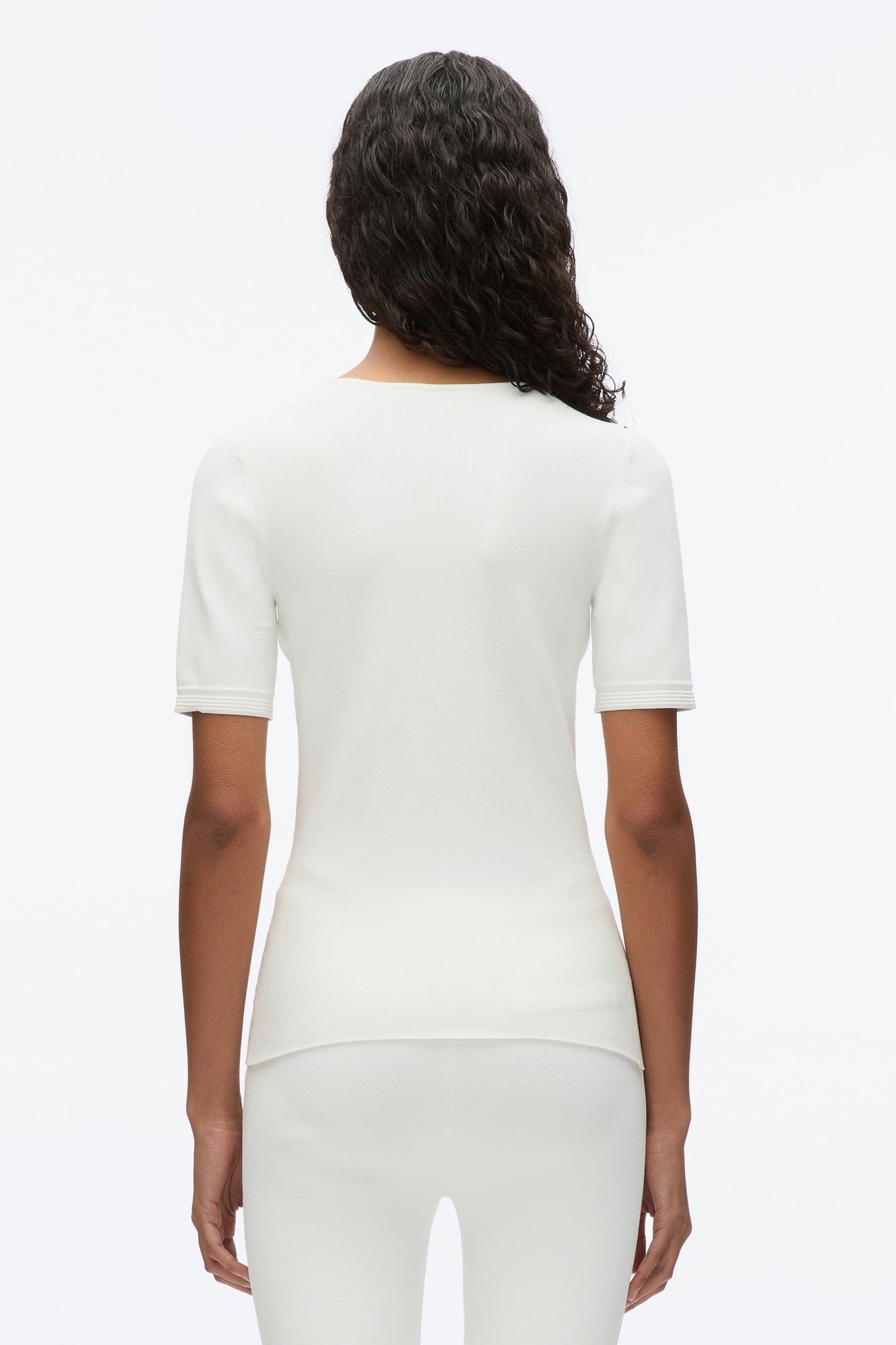 Compact Rib V-Neck Tee | Ivory