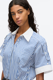 Shirt Combo Dress with Pleated Skirt | Blue Multi/Midnight