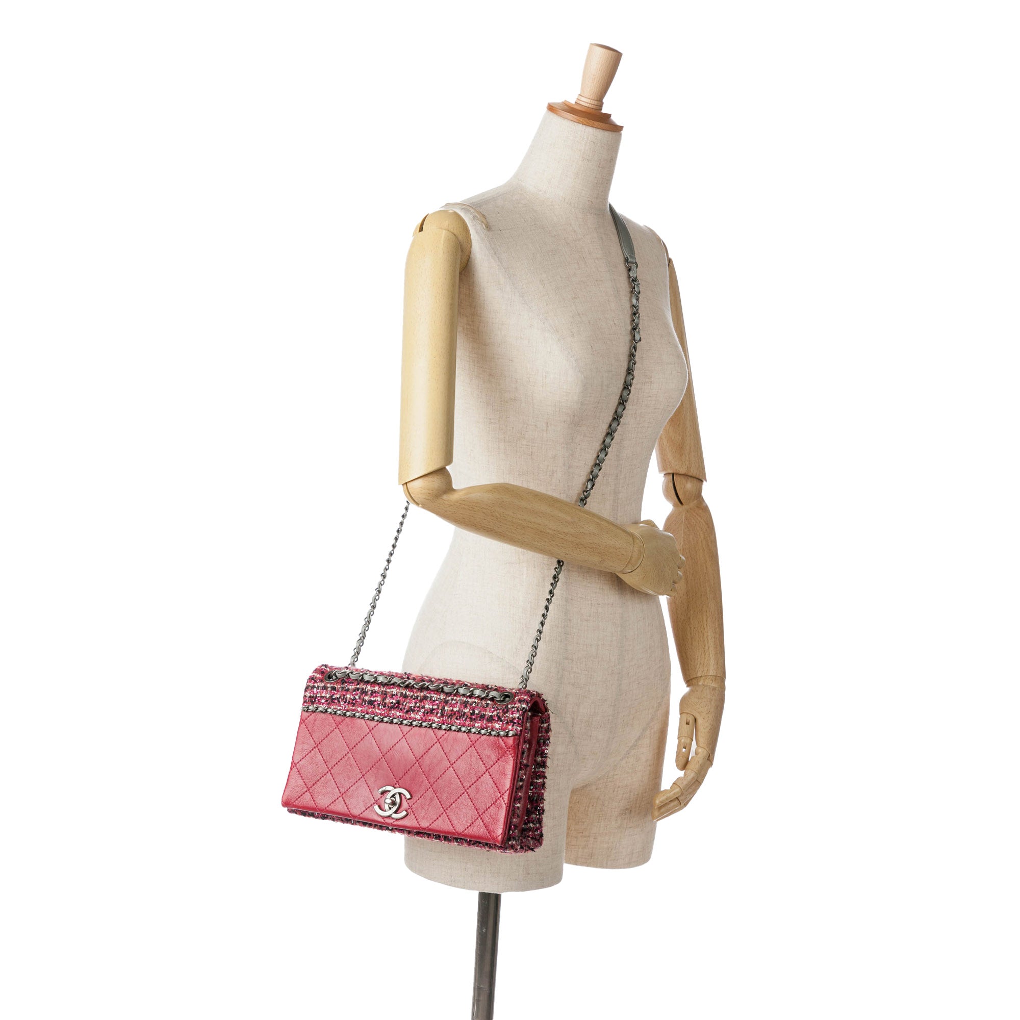 Chanel | Pre-Owned CC Lambskin and Tweed Flap | Red