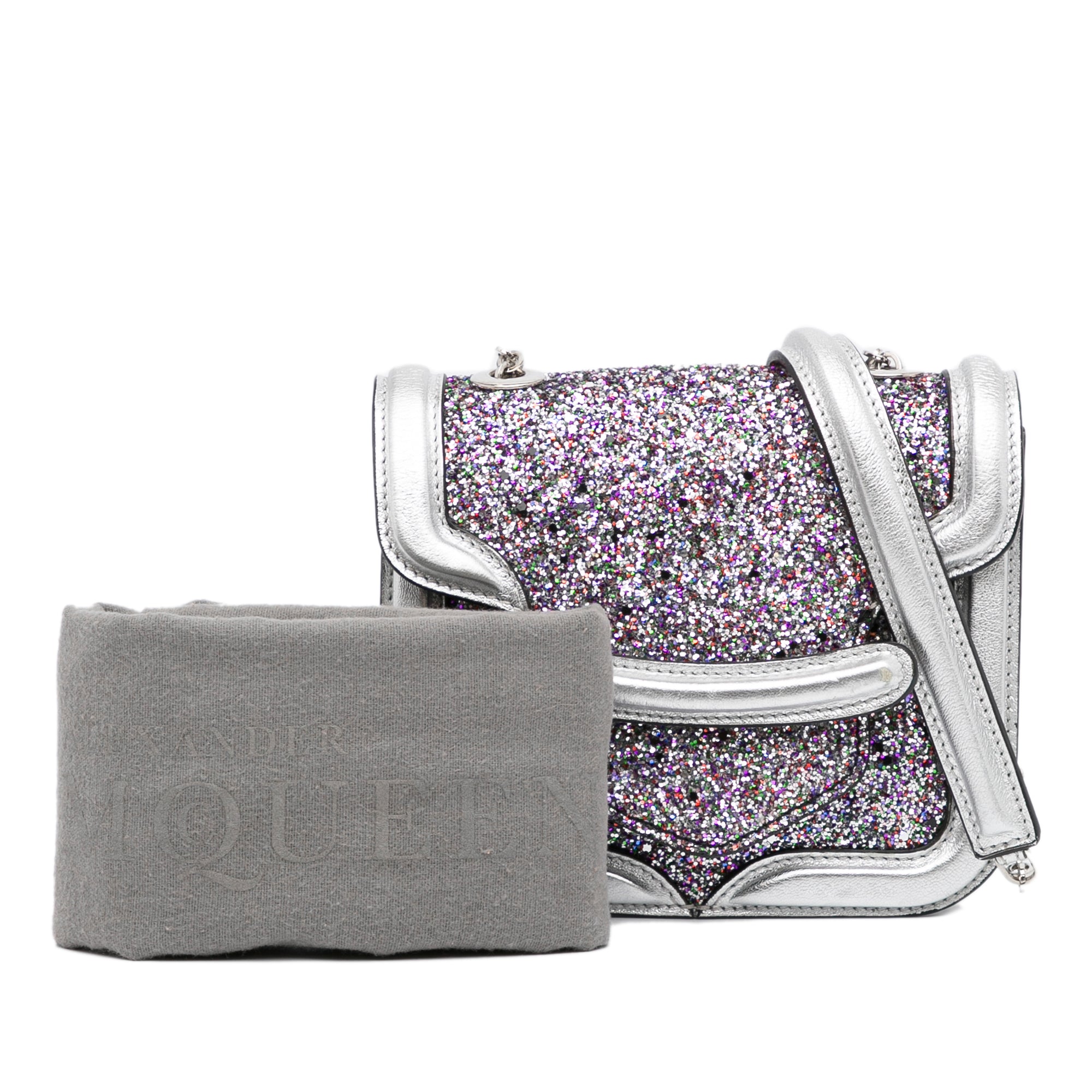 Alexander McQueen Pre-Owned Mini Metallic Glitter Heroine Crossbody | Women | Silver