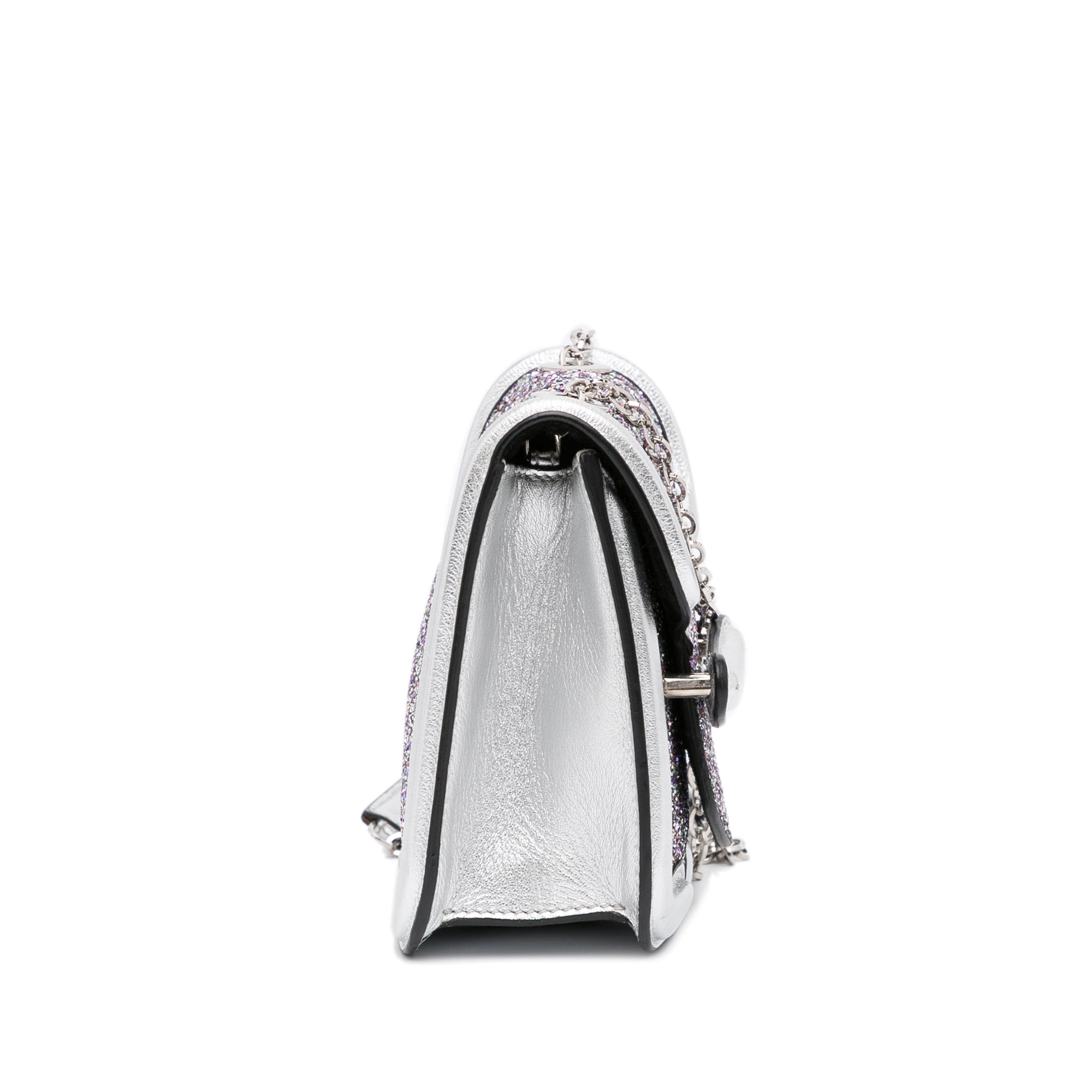 Alexander McQueen Pre-Owned Mini Metallic Glitter Heroine Crossbody | Women | Silver