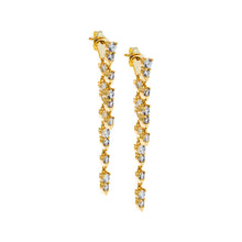 Gold CZ Tennis Style Double Drop Stud Earring - Adina's Jewels