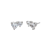 Silver Multi CZ Heart Stud Earring - Adina's Jewels