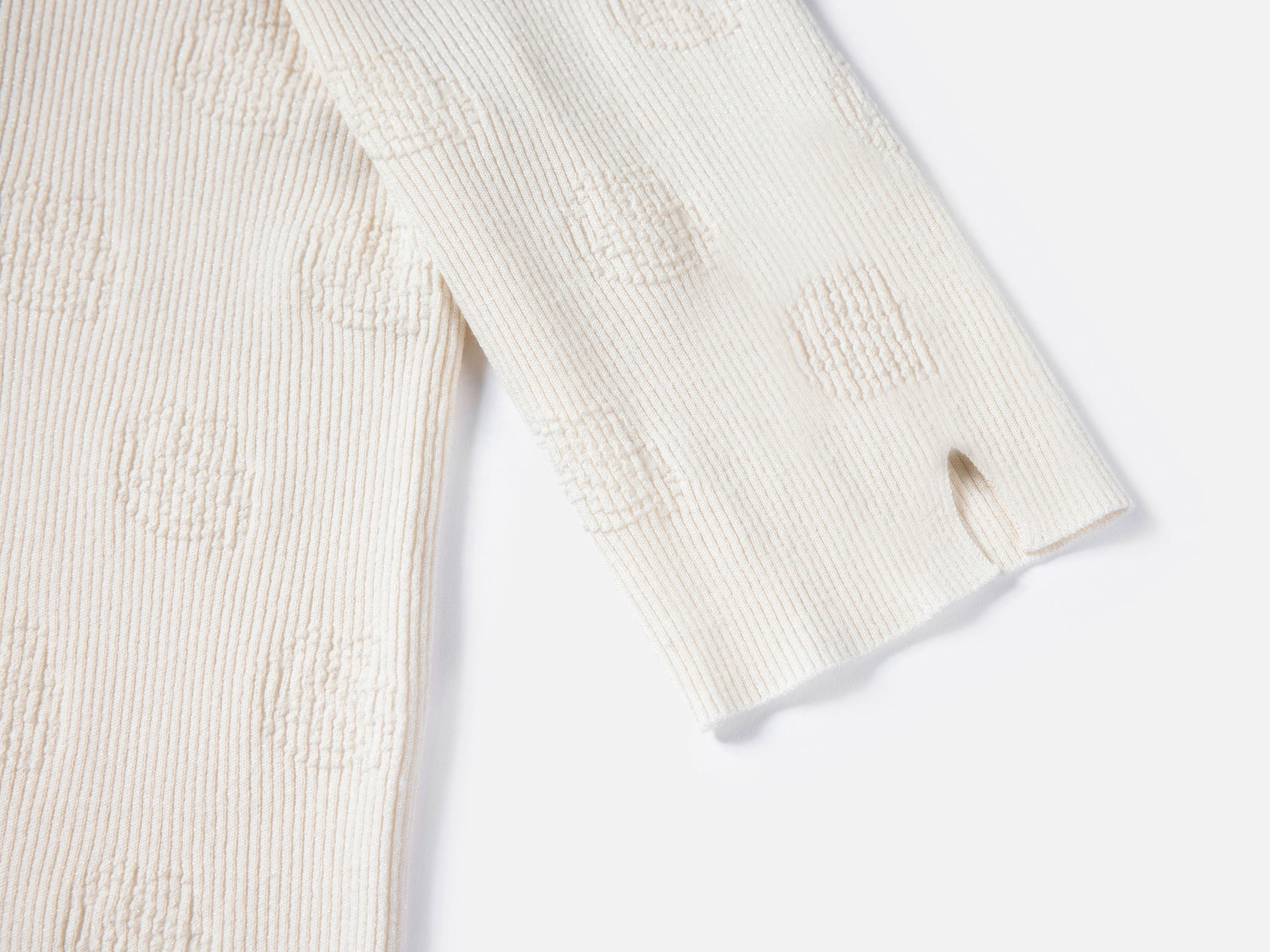 Semi-High Neck Knit Top | White