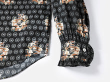 Bow High-Neck Printed Shirt | Black