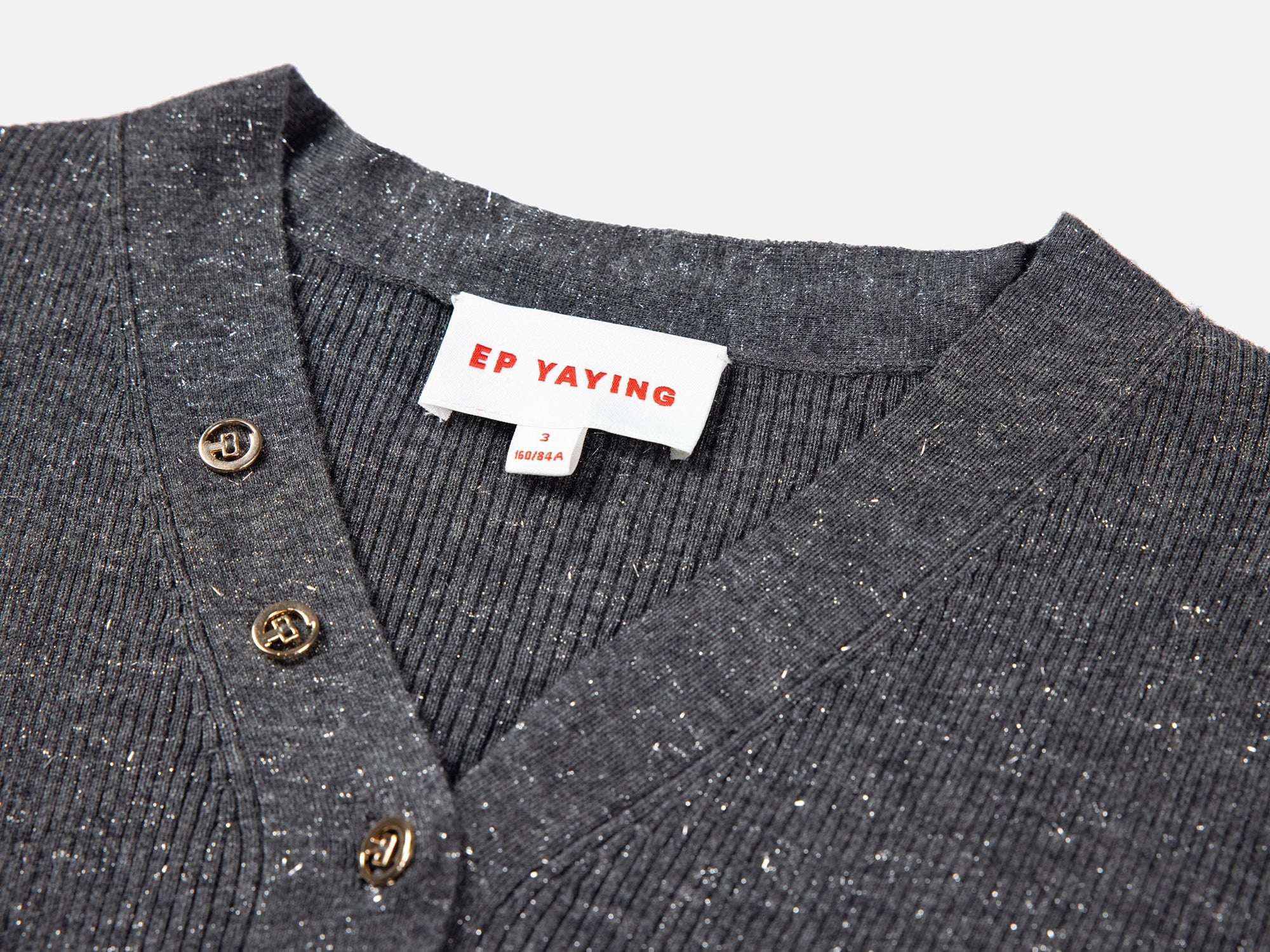Wool V-Neck Fit Sweater Top | Grey