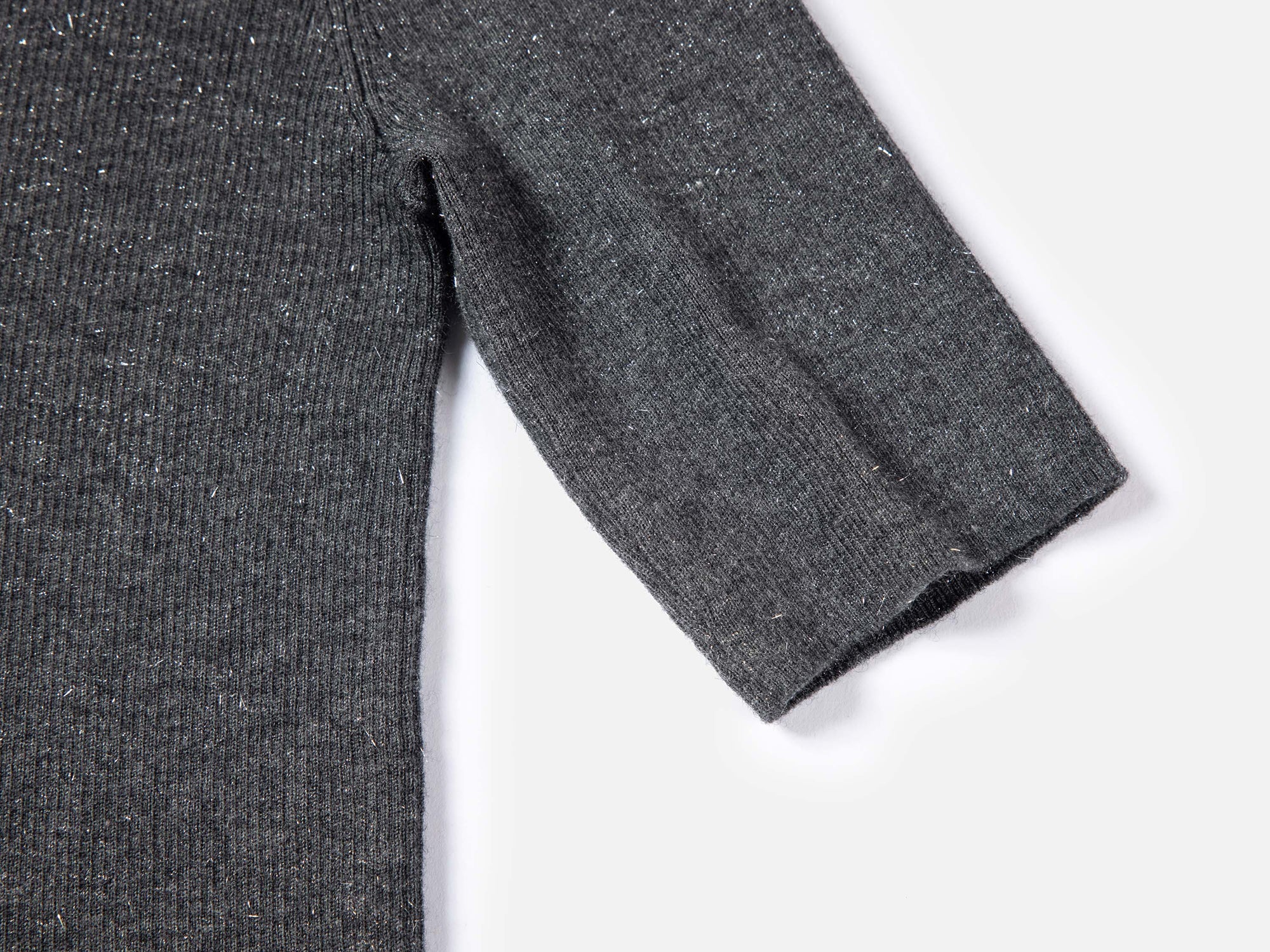 Wool V-Neck Fit Sweater Top | Grey