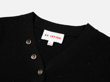 Wool V-Neck Fit Sweater Top | Black