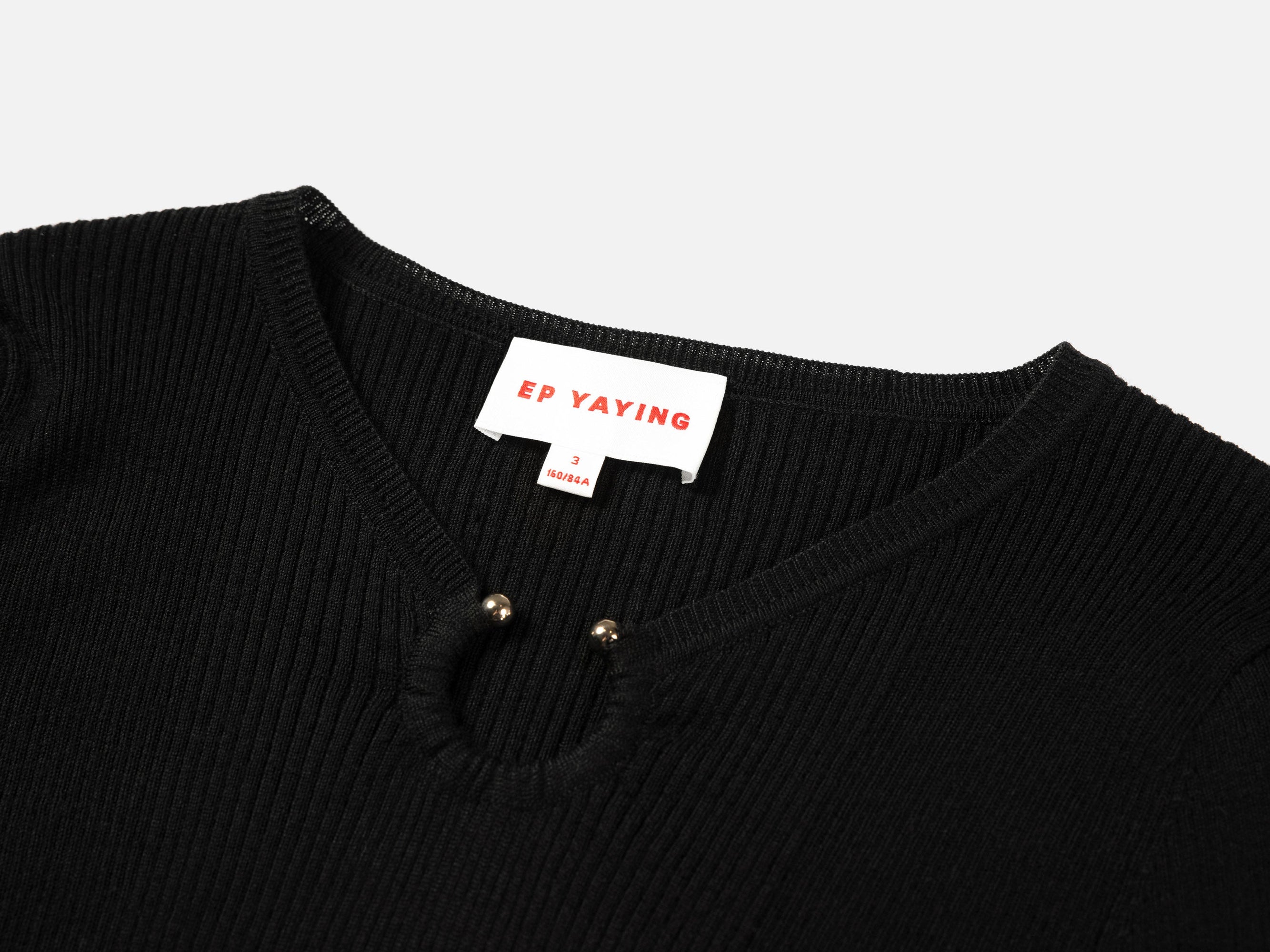 Wool Fit Long-Sleeves Sweater Top | Black
