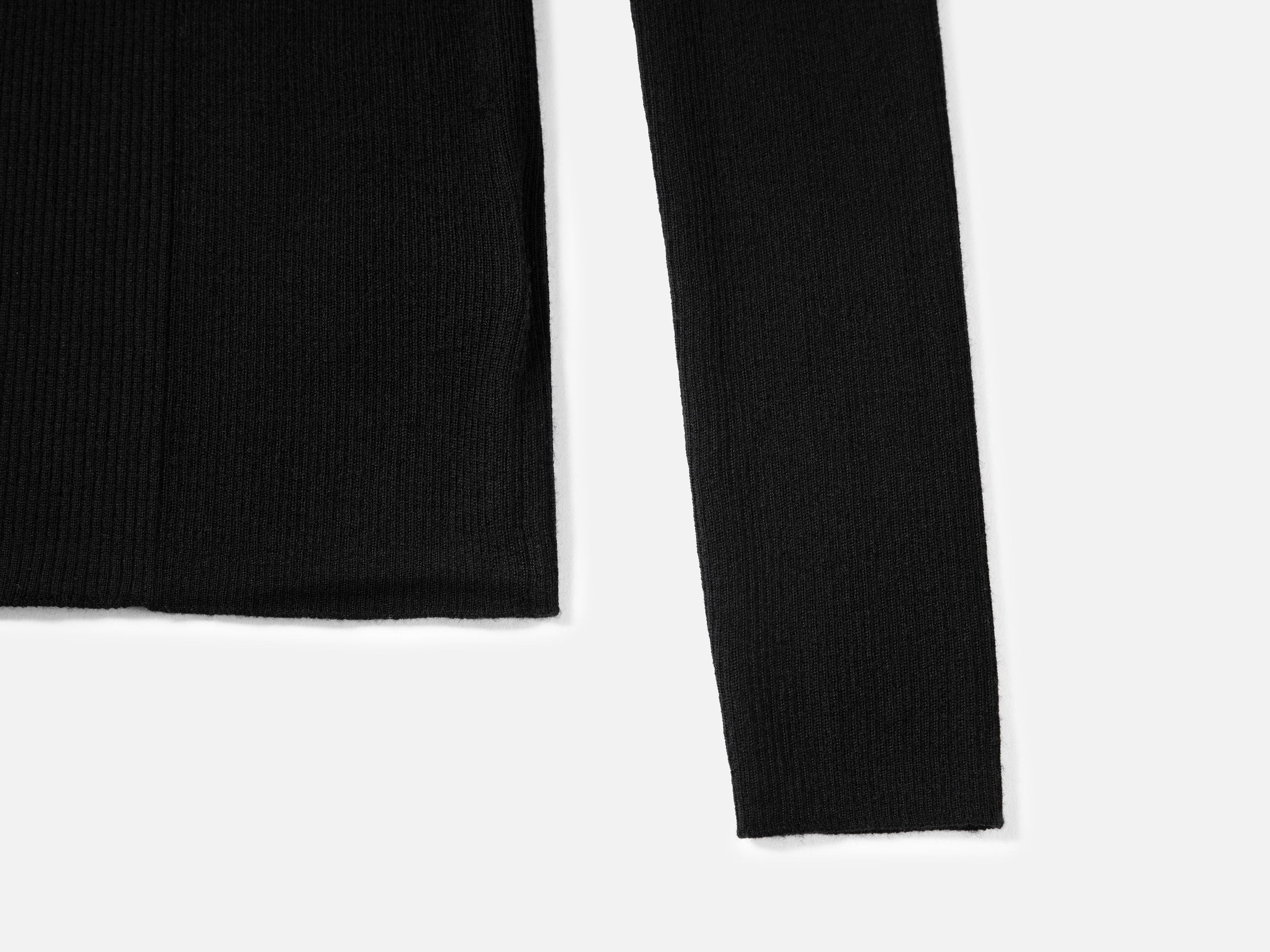 Wool Fit Long-Sleeves Sweater Top | Black