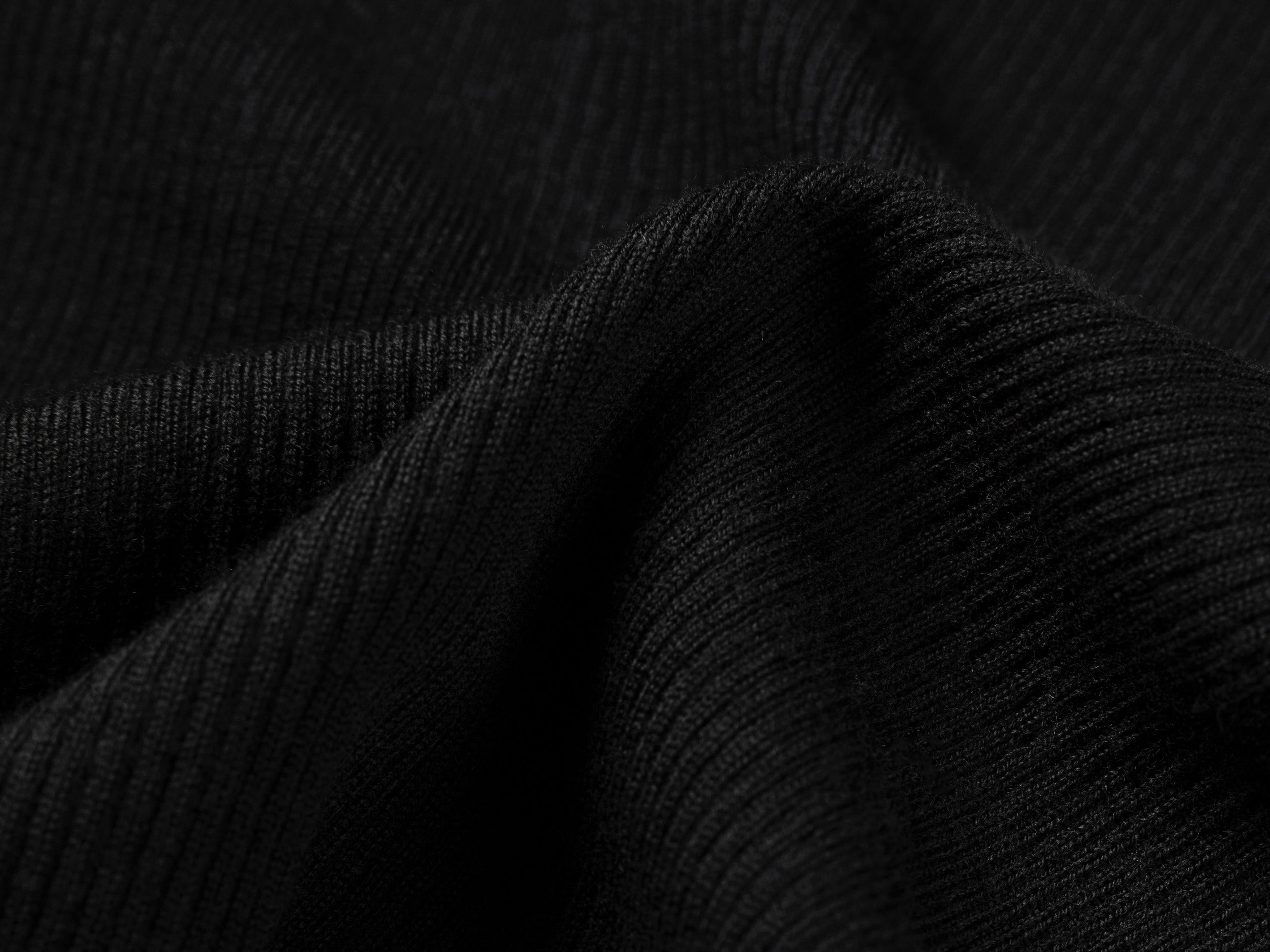 Wool Fit Long-Sleeves Sweater Top | Black