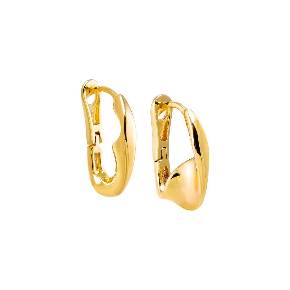 Gold Solid Curved Loop Hoop Earring - Adina's Jewels