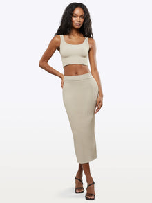 Womens | Coreflex Wide Strap Tank Cropped | Earl Grey