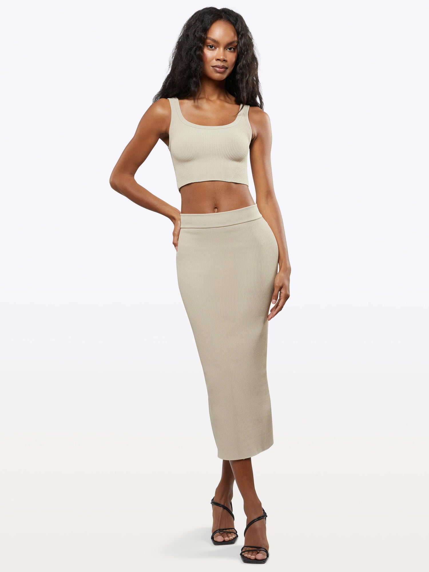 Womens | Coreflex Wide Strap Tank Cropped | Earl Grey