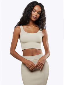 Womens | Coreflex Wide Strap Tank Cropped | Earl Grey