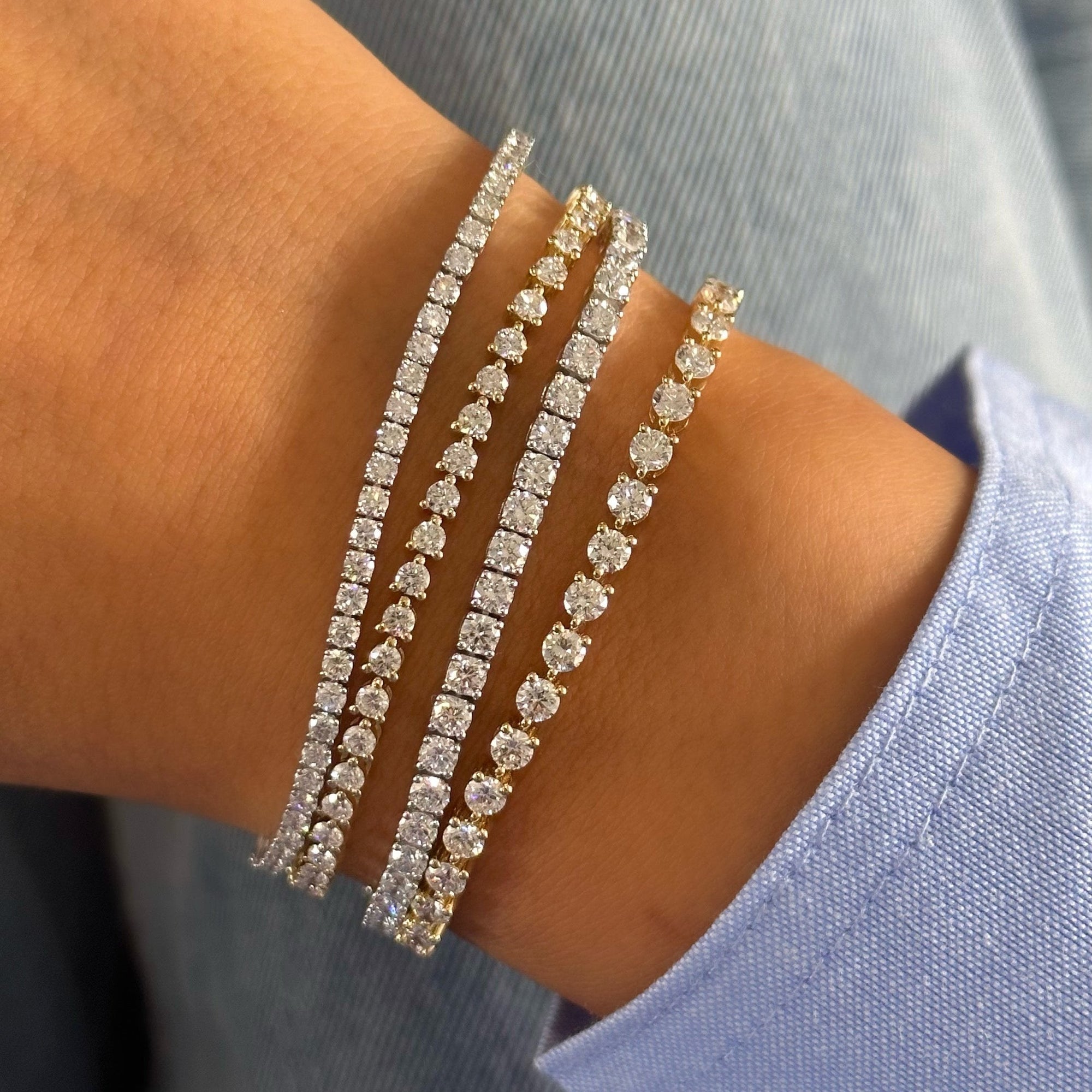 Lab Grown Diamond Four Prong Tennis Bracelet 14K - Adina's Jewels