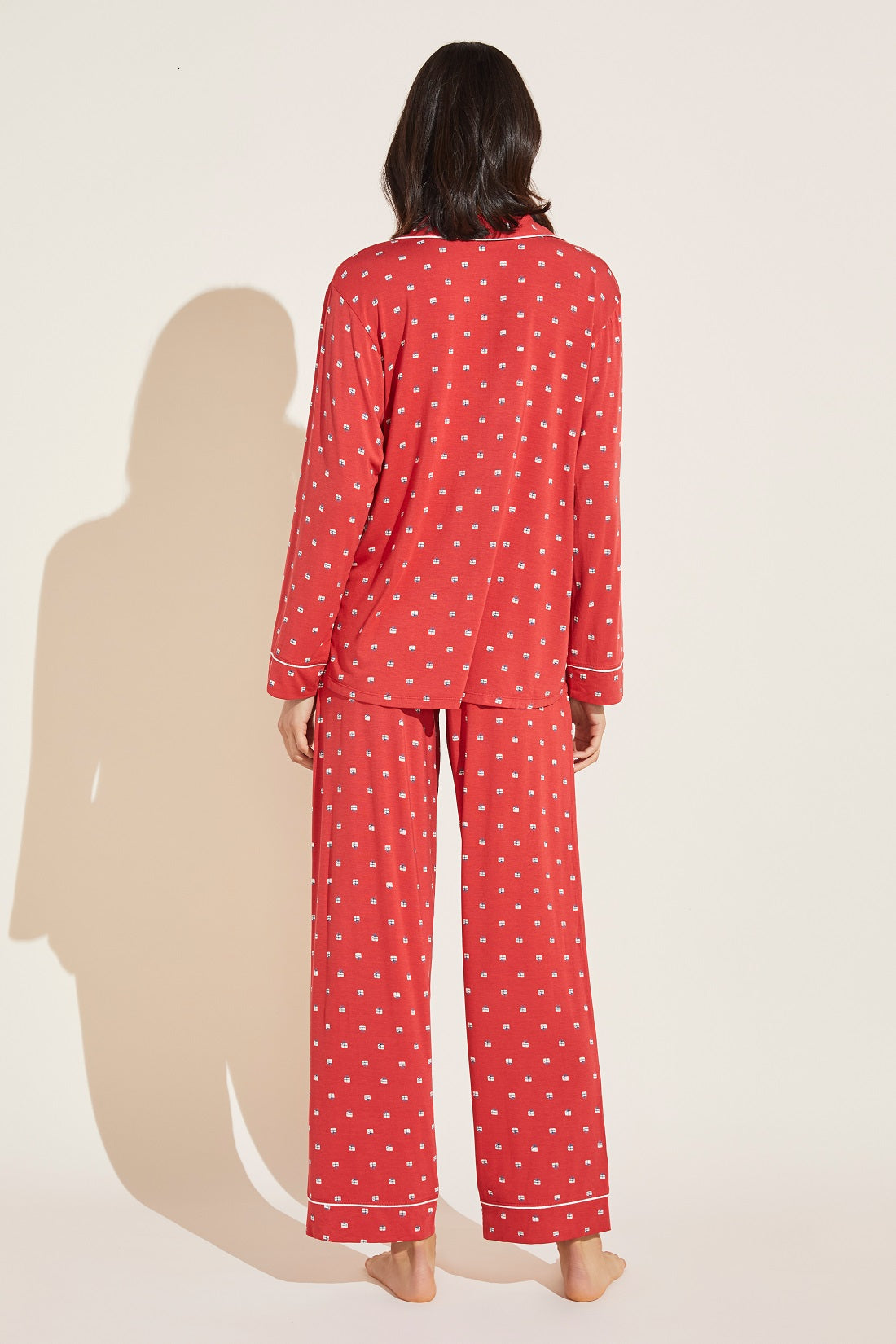 Gisele Printed TENCEL™ Modal Long PJ Set | Presents Haute Red x Bone