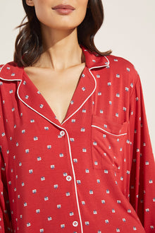 Gisele Printed TENCEL™ Modal Long PJ Set | Presents Haute Red x Bone