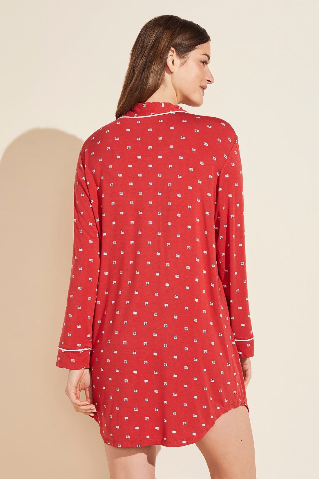 Gisele Printed TENCEL™ Modal Sleepshirt | Haute Red x Bone