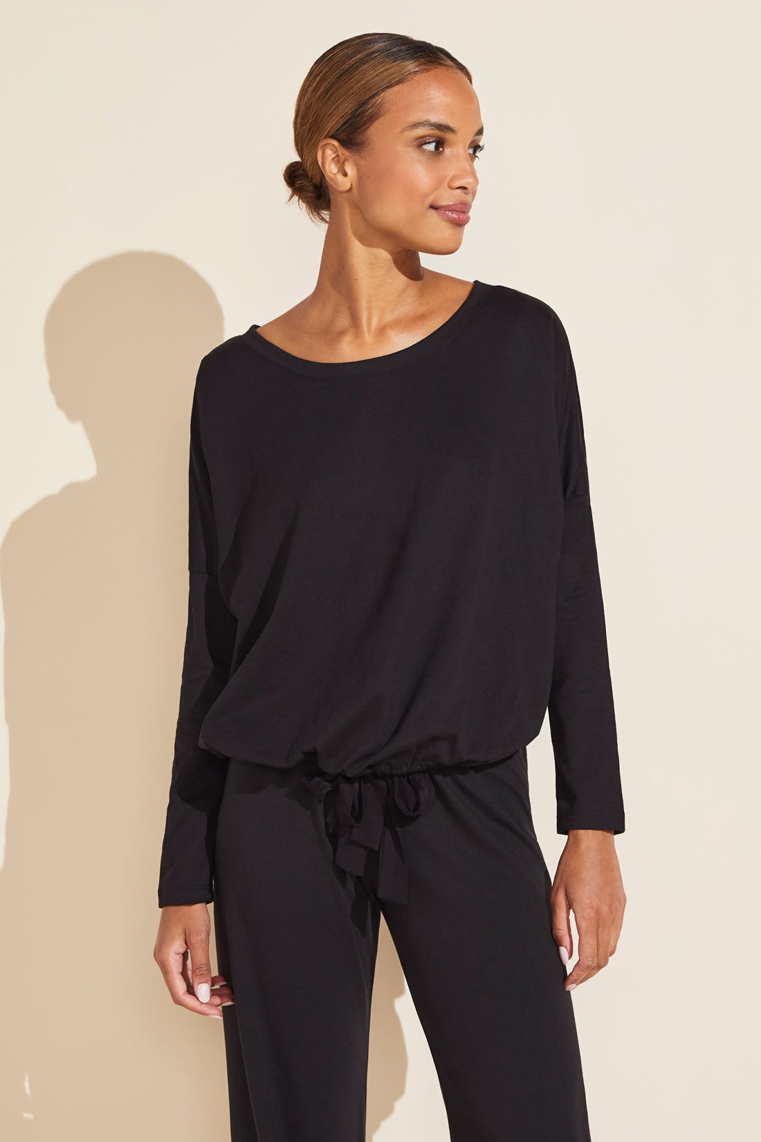 Heather Cotton Blend Top | True Black