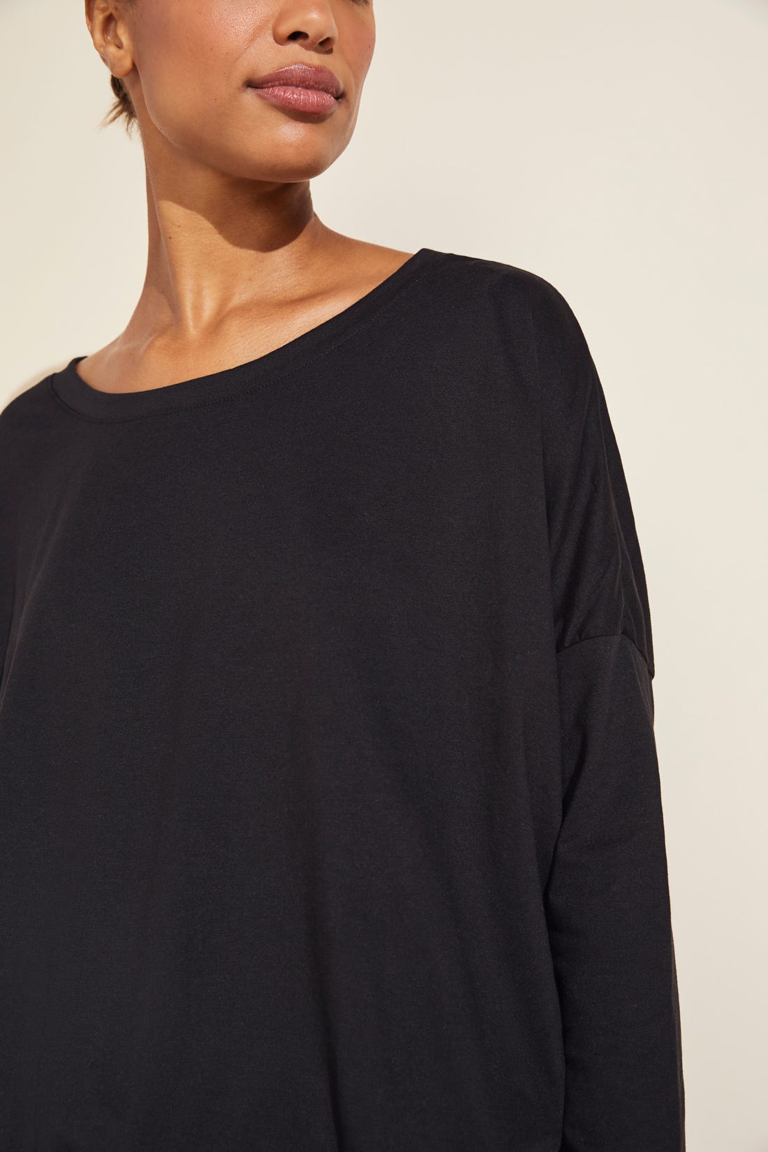 Heather Cotton Blend Top | True Black