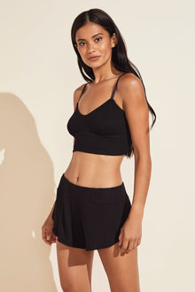 Elon Relaxed Rib Bralette in Black.