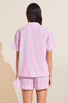 Organic Sandwashed Cotton Short PJ Set | Nautico Stripe Italian Rose